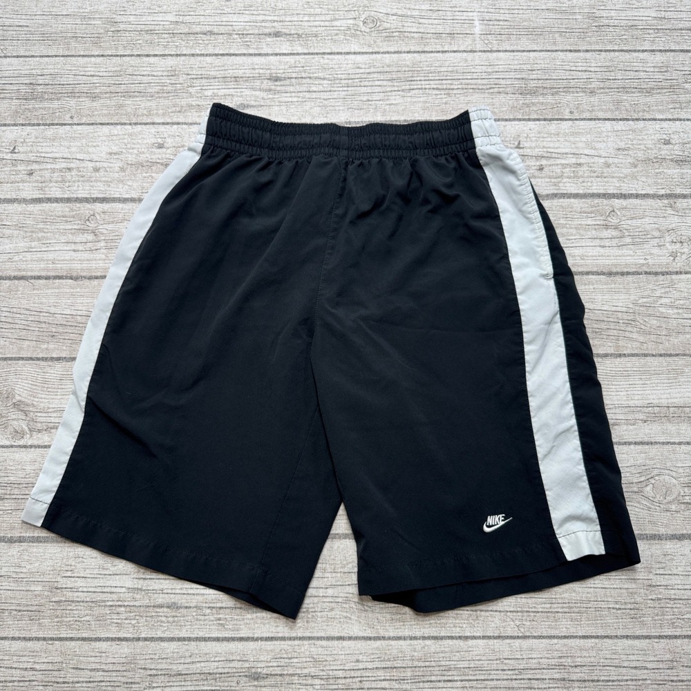 Nike Athletic Shorts Men's Large Black Swoosh Mesh Lined Gym Training Activewear